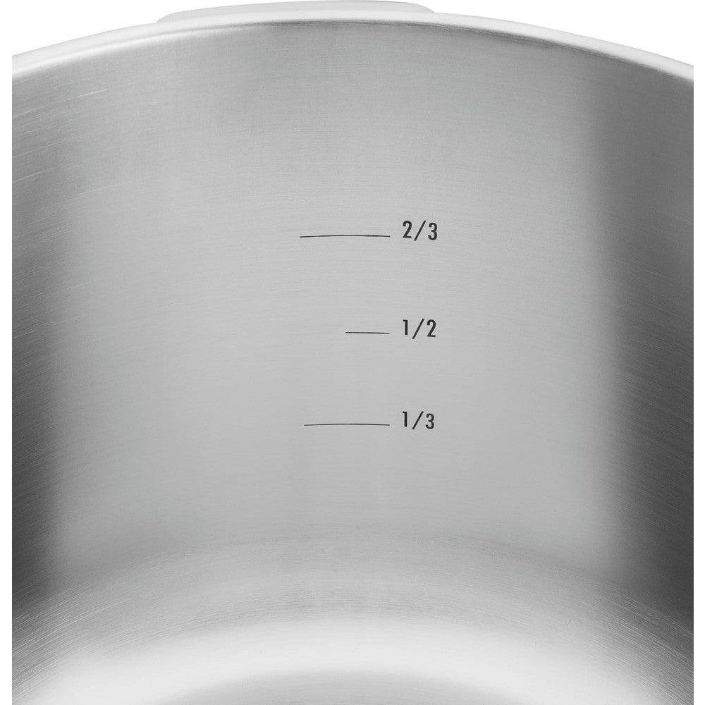 Panela de Pressão/Tampa de Pressão a Vapor EcoQuick II, Diâmetro 22 cm, 6 L, para Todos os Fogões Incluindo Indução, Aço Inoxidável 18/10