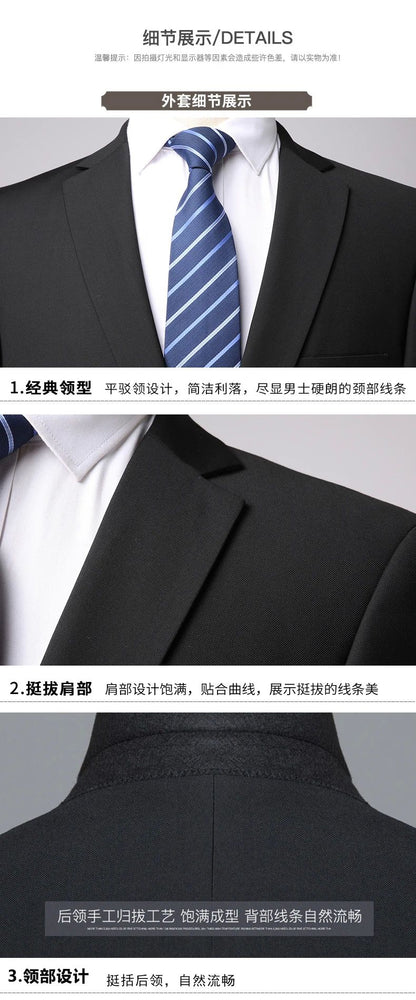Blazer New Men's Fashion Business Solid Color British Style Professional Work Groom Wedding Dress Best Man Blazer Jacket