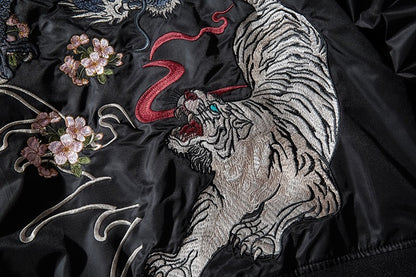 Embroidery Mens Bomber Jacket Dragon Tiger Autumn Winter Pilot Jacket Men Hip Hop Japanese Baseball Youth Jacket Streetwear Male