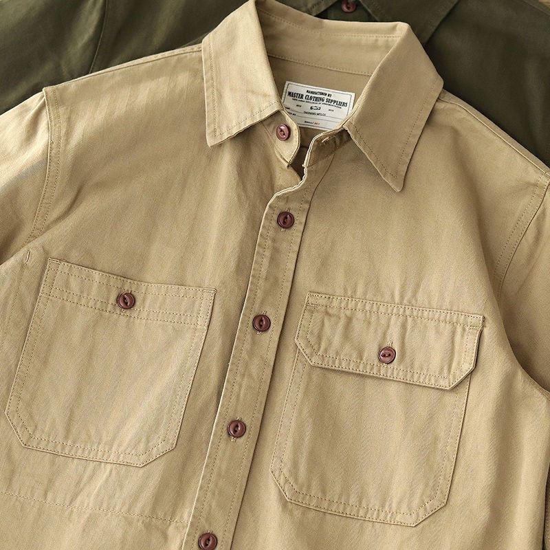 Gmiixder Men Cargo Long Sleeve Shirt Spring Autumn Hip Hop Jacket American Casual Retro Green Tough Man Workwear Shirt