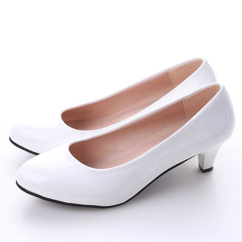 Sapatos Femininos Scarpin Salto Médio Nude Sexy Salto Alto Sapatos de Casamento Feminino Sapatos de Trabalho de Escritório Scarpin Branco Sapatos de Festa