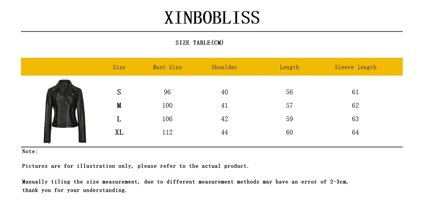 ? Biker Style Pu Leather Jacket for Women - Vegan Faux Motorcycle Jacket with Zipper & Buttons (Black/White/Red/Green)