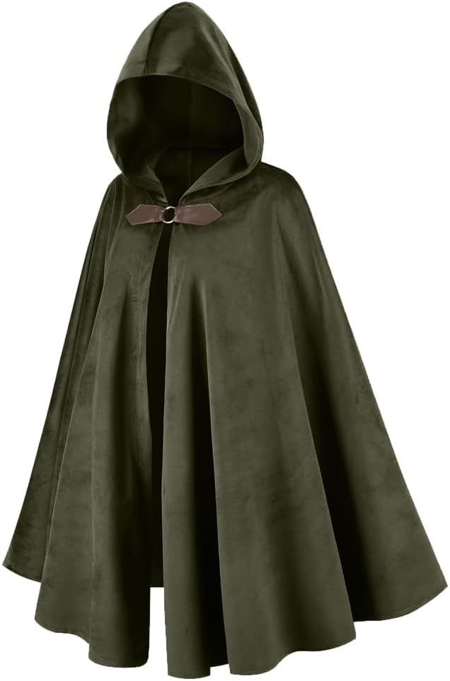 Capa Medieval com Capuz de Veludo L'VOW - Capa de Renascença com Capuz, Capuz Vintage, Fantasia de Feiticeiro de Halloween