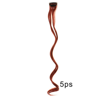 5pcs Colorful Curly Wavy Hair Extensions 18 inch Synthetic Wave Clip-In Hairpieces for Women Cosplay Christmas & New Year Gifts