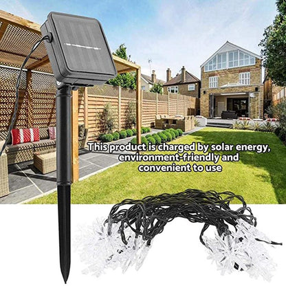 12m Solar Snowflake LED String Lights Fairy Lights Garland Outdoor New Year Christmas Tree Home Garden Decorations Lamp