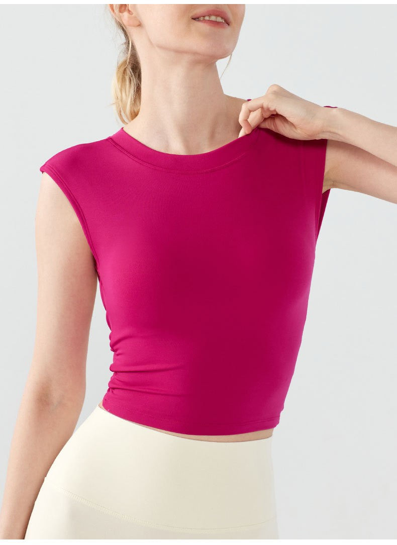 Yoga Suit Sports Top Women with Chest Pad Sexy Short-sleeved T-shirt Running Beauty Back Pilates Training Fitness Clothes Summer