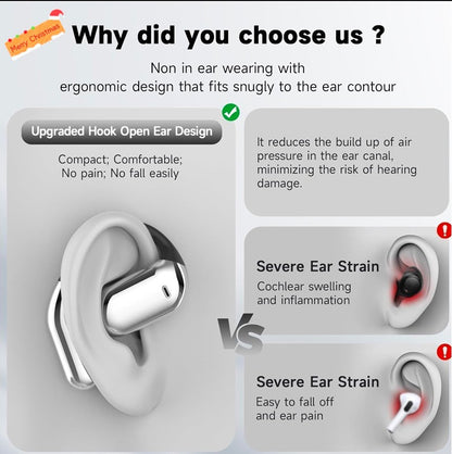 UYUXIO AI Translating Earphone OWS Real Time Translation Earbuds with 144 Languages Ear Buds with LCD Touch Screen Headphone