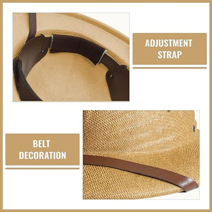 Chapéu de palha de verão masculino RUHAO, chapéu de sol, chapéu de sol, chapéu de balde de remo para pai, chapéu de minerador de selva safari, boné britânico de soldado britânico, boné de exército