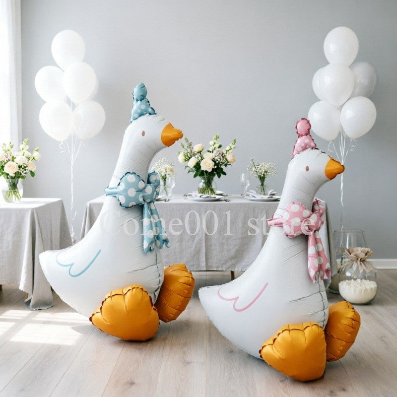Cute Duck Aluminum Foil Balloon Polka Dot Bow & Hat Decor Animal Balloons for Birthday Party Baby Shower Decorations Ballons
