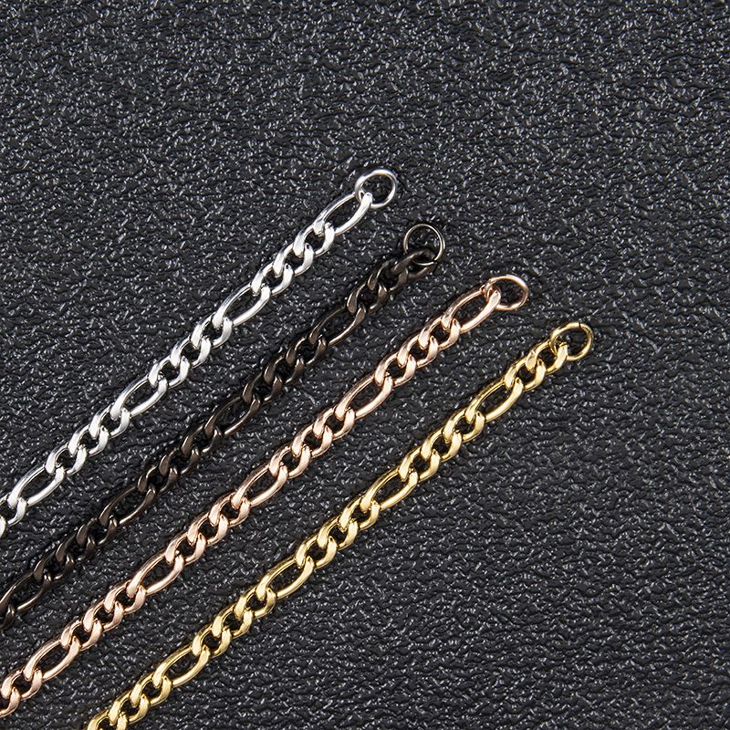 Colar Masculino Corrente Figaro Nova Moda Punk Cor Prata Aço Inoxidável Colar Longo Masculino Joias Hip Hop Presente