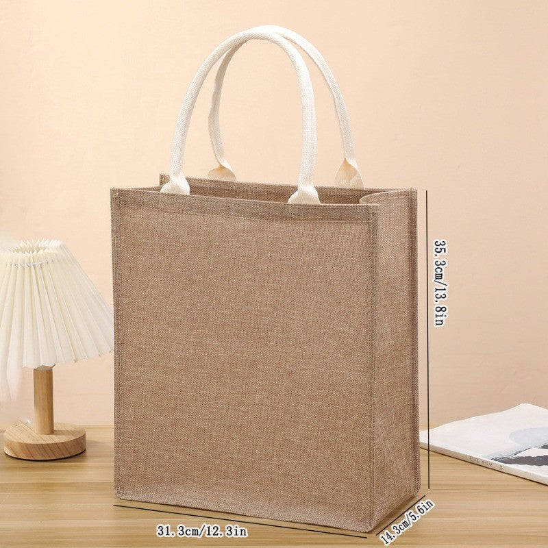 Linen Bag Hand-painted Cotton Sacks Jute Portable Imitation Sacks Linen Bags Shopping Bags Laminated Bags