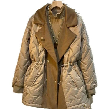 2025 Autumn Winter New Cotton Jacket Women Slimming Concealing Thicken Warm Parkas Waist Fashion Cotton Coat Female Casual Tops