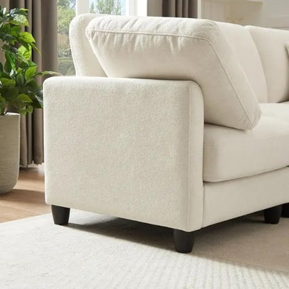 Luxury Oversized Chenille Sofa – 7-Seat Modular Sectional Cloud Couch with Movable Ottoman, Convertible for Living Room