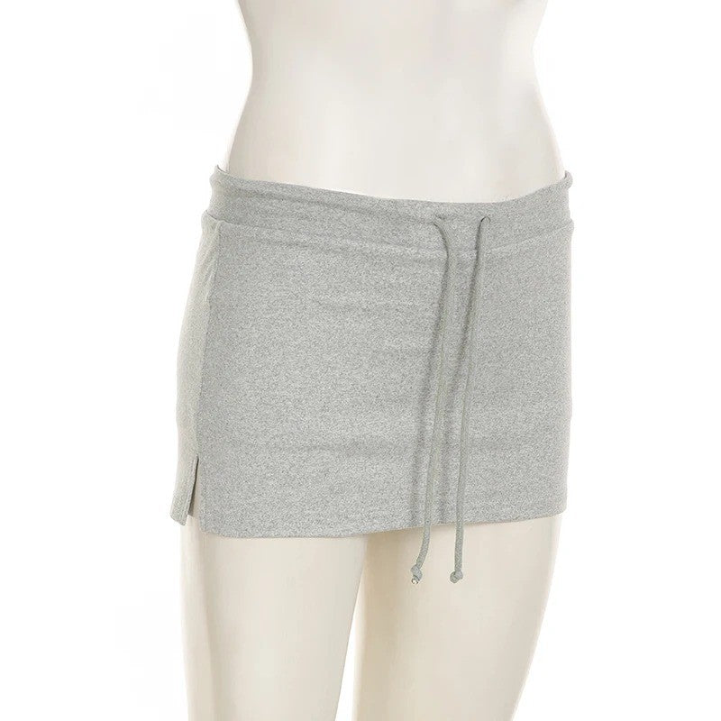 Solid Lace-up Mini Skirts Sexy American Retro Basic Vintage Casual Short Bottoms