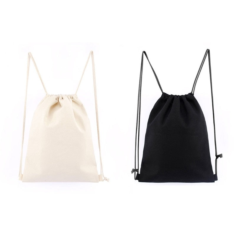 Saco de Cordão Simples Mochila Esportiva para Homens e Mulheres Sacola de Cordão Mochila de Lona de Algodão Respirável