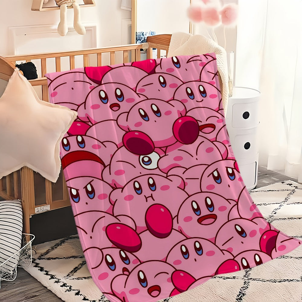 Cute Cartoon K-Kirby Blanket Soft Comfortable Nap Plush Suitable For Iiving Room Office Bedroom Birthday Home Kid Gift