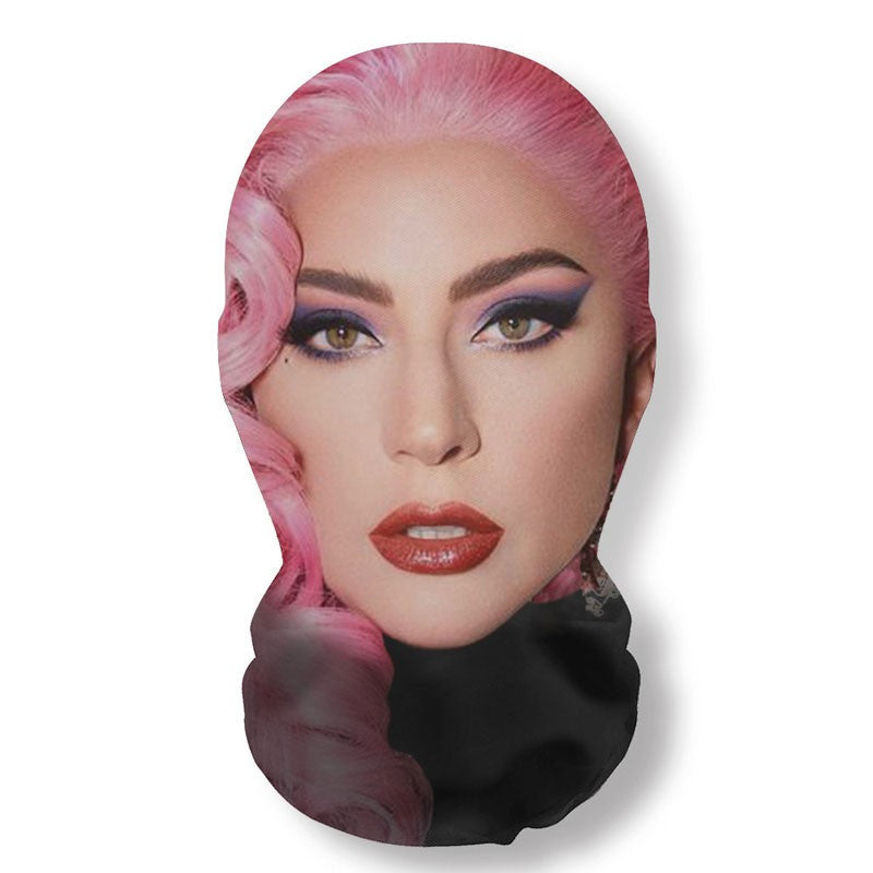 3D Printed Funny Mask Cosplay Pop Singer Lady gaga Full Face Elastic Mesh Breathable Masks Balaclava Headcovers Fan Props