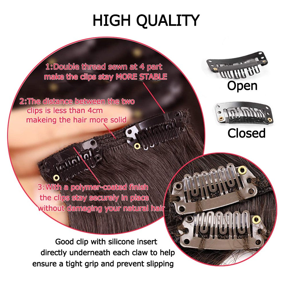 16 Presilhas em Extensões de Cabelo 60cm de Comprimento Liso Sintético Loiro Preto Peças de Cabelo Resistente ao Calor Cabelo Falso 6 Peças/Conjunto