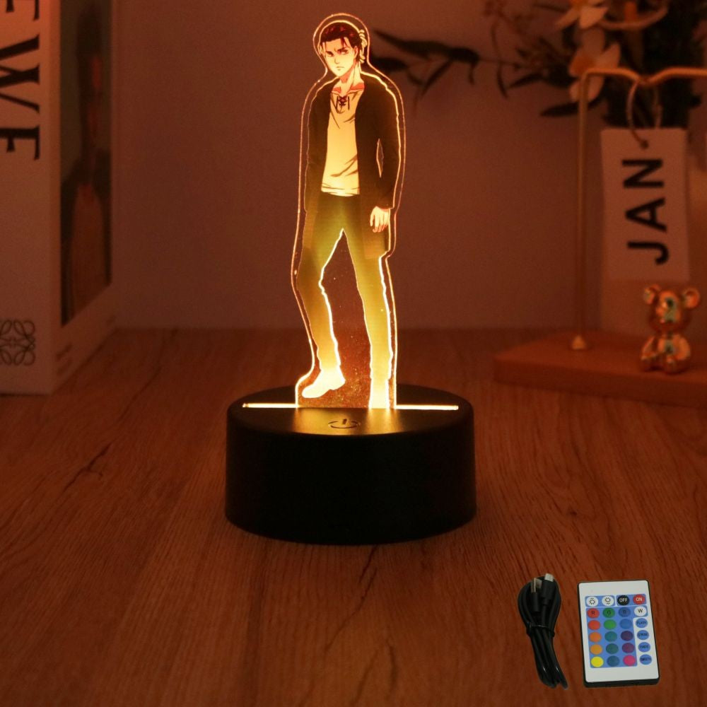 Anime Figures Attack on Titan 3D Lamp LED Night Light RGB16 Colors Lamps Remote Standing Sign Decor Bedroom Home Kids Toys Gifts