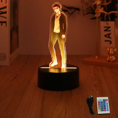 Anime Figures Attack on Titan 3D Lamp LED Night Light RGB16 Colors Lamps Remote Standing Sign Decor Bedroom Home Kids Toys Gifts