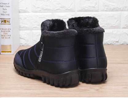 Botas de Inverno Masculinas Tênis de Algodão Quente com Zíper Botas de Neve Cano Curto, Sapatos Casuais de Outono Botas de Neve Impermeáveis com frete grátis