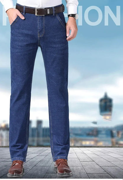 2025 New Business Men's Jeans Casual Comfortable Straight Stretch Fashion Classic Premium Blue Black Denim Pants Large Pants