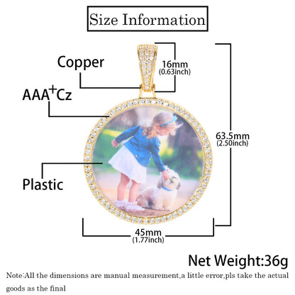 Wholesale Custom Photo Pendant Memory Medallions Rotary Double-Sided Picture Necklace Hip Hop Iced Jewelry Personalized Gift