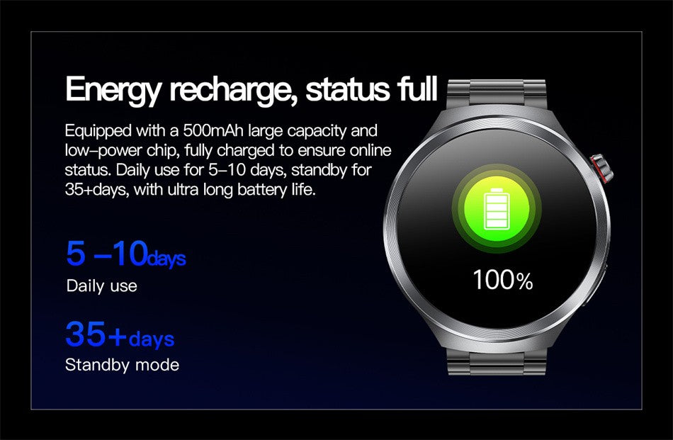 Relógio Inteligente Smartwatch Masculino 2026 Health Tracker com Safira e Medição de Ácido Úrico, Gordura Sanguínea, Pressão Arterial e ECG+PPG com Análise Corporal