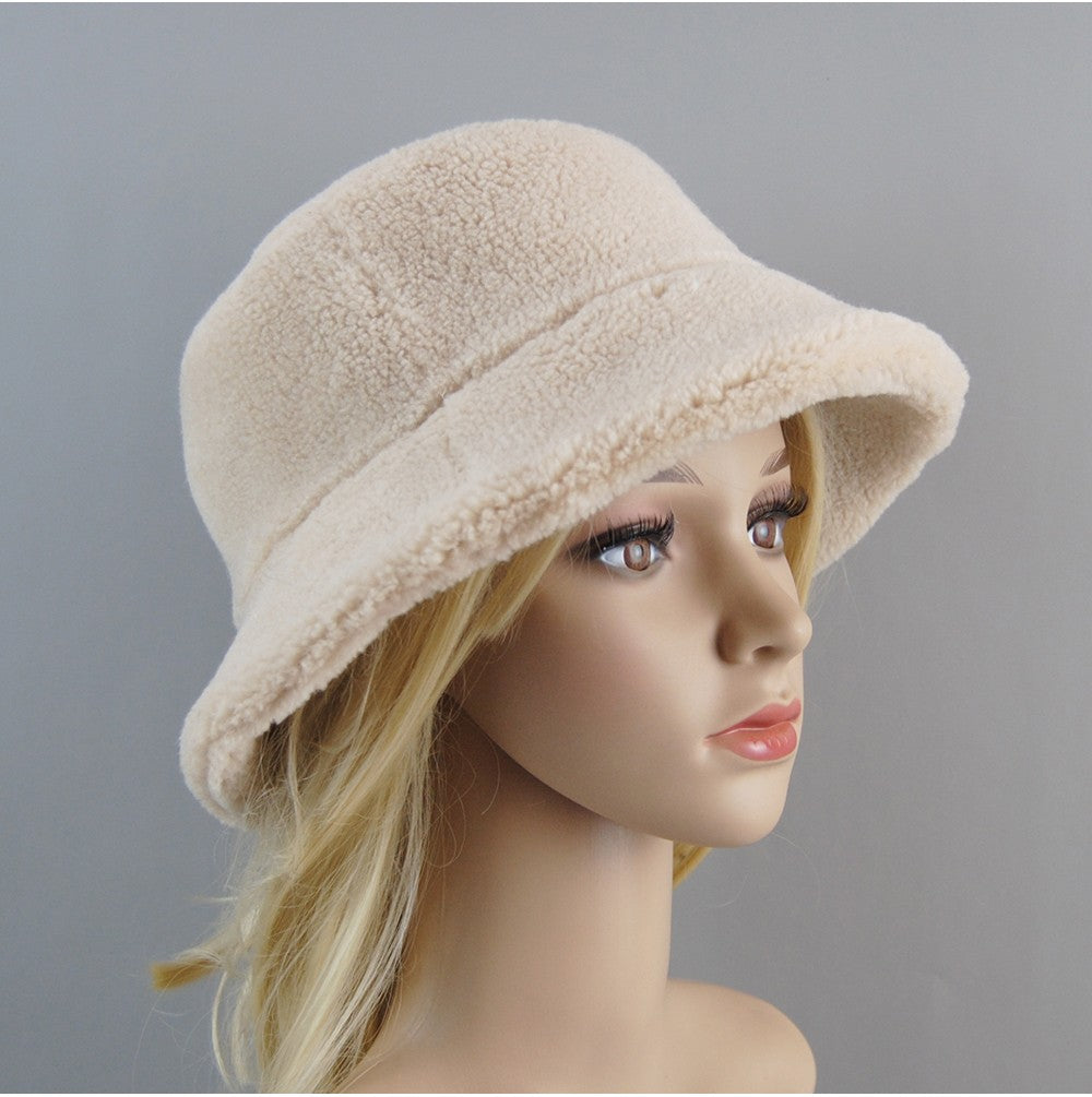 Chapéu de Pele de Carneiro Shearling Partículas Chapéus Femininos Inverno Quente Clássico Luxuoso Bonés de Alta Qualidade Chapéu Feminino Moda Novo Design Chapéu de Balde