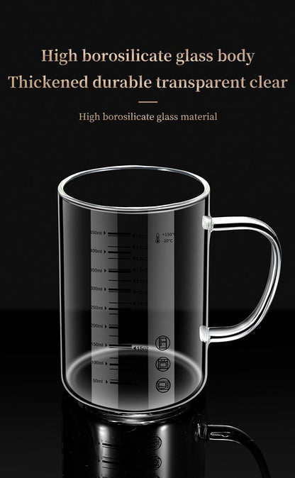 Y-244 Copo de Leite Caneca de Café Copo Medidor Graduado com Alça de Vidro Borossilicato Copos Medidores de Qualidade Alimentar Multifuncionais