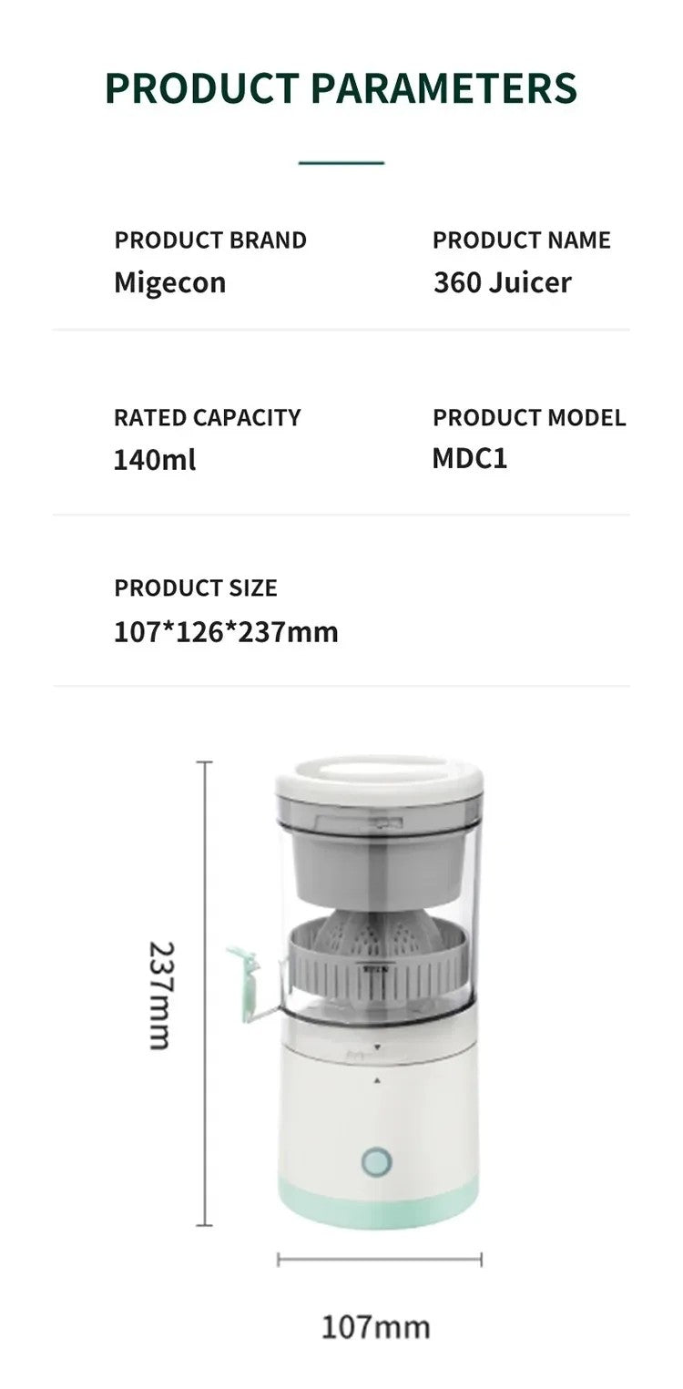 Automatic Portable USB Multifunctional Small Bidirectional Spiral Juicer Cup with Residue Separation And Charging Feature