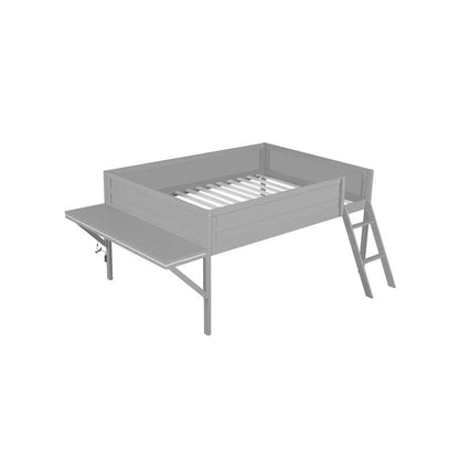 Cama Loft para Jogos de Tamanho Grande com Escrivaninha e Luzes LED, Acabamento Cinza, Design Elegante que Economiza Espaço