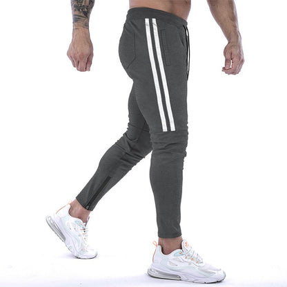 Gym Skinny Jogger Pants Men Running Sweatpants Fitness Bodybuilding Sports Pants Zip pocket Male Cotton Jogging Trousers men