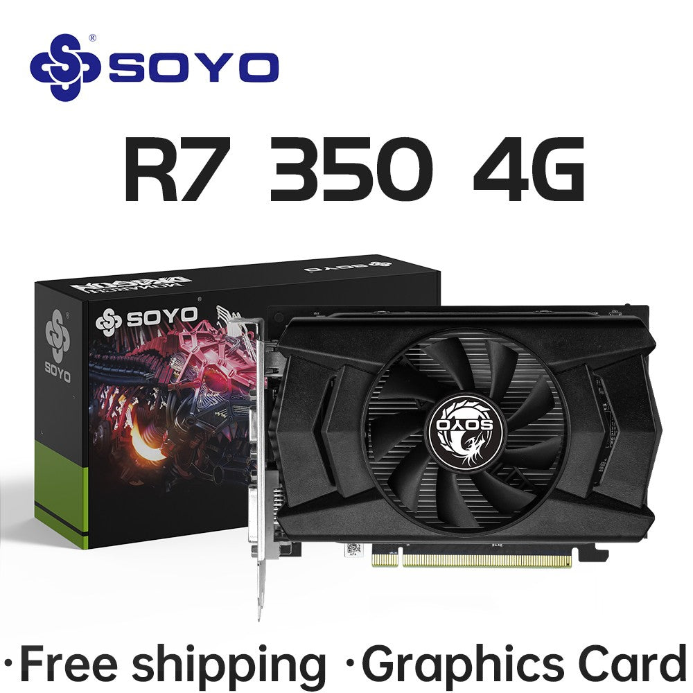 SOYO Graphics Cards R7 350 4G DDR5 128bit HDMI compatibility+DP+DVI For Desktop Gaming Computer Components GPU Video Card