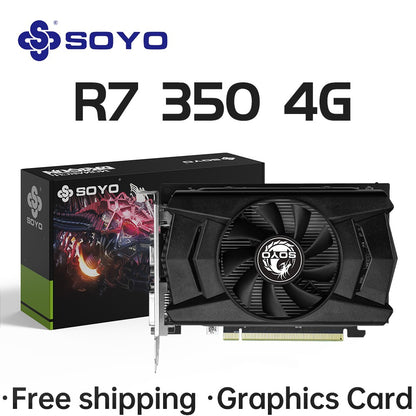 SOYO Graphics Cards R7 350 4G DDR5 128bit HDMI compatibility+DP+DVI For Desktop Gaming Computer Components GPU Video Card
