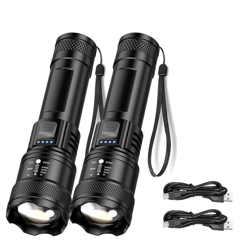 Lanterna Super Brilhante P50 Recarregável USB LED de Longo Alcance Tática À Prova D'Água para Acampamento Pesca Emergência