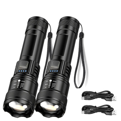 Lanterna Super Brilhante P50 Recarregável USB LED de Longo Alcance Tática À Prova D'Água para Acampamento Pesca Emergência
