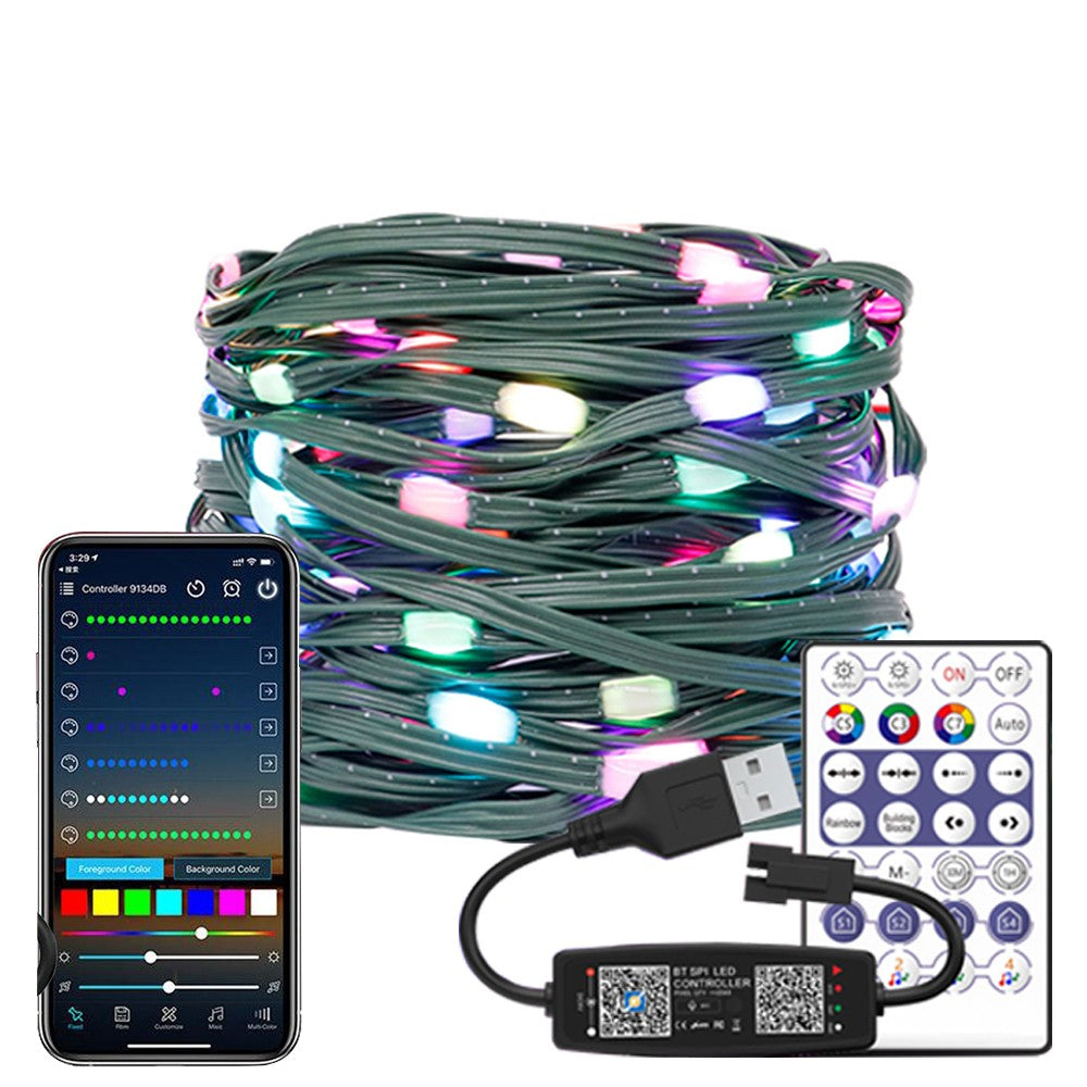 WS2812B LED String 5M 10M 20M RGBIC Dream Color Party Christmas Lights Individually Addressable String Lights Waterproof DC5V
