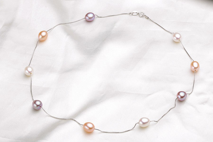 HENGSHENG Natural Pearl Necklace/Bracelet Jewelry Sets 925 Sterling Silver Chain with Freshwater Pearl Jewelry Gift for Women