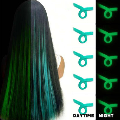 5 Unidades Mechas de Cabelo Luminosas Sintéticas Neon Presilha Fake Acessórios de Cabelo para Festas Extensão de Cabelo Brilha no Escuro Y2K