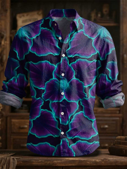 2025 men's fashionable spring and summer casual skull print long sleeved shirt suitable for daily street wear