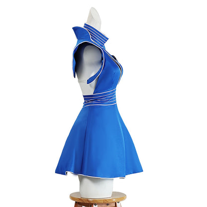 Britney Cosplay Costumes Women Blue Flight Attendant Uniform for Halloween Carnival Outfit