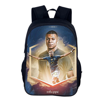 M-Mbappe Conjunto de 3 Peças Bolsa Escolar Mochila Esportiva de Futebol com Bolsas de Ombro Estojo para Canetas Mochila Escolar Jogador Estrela para Melhor Presente