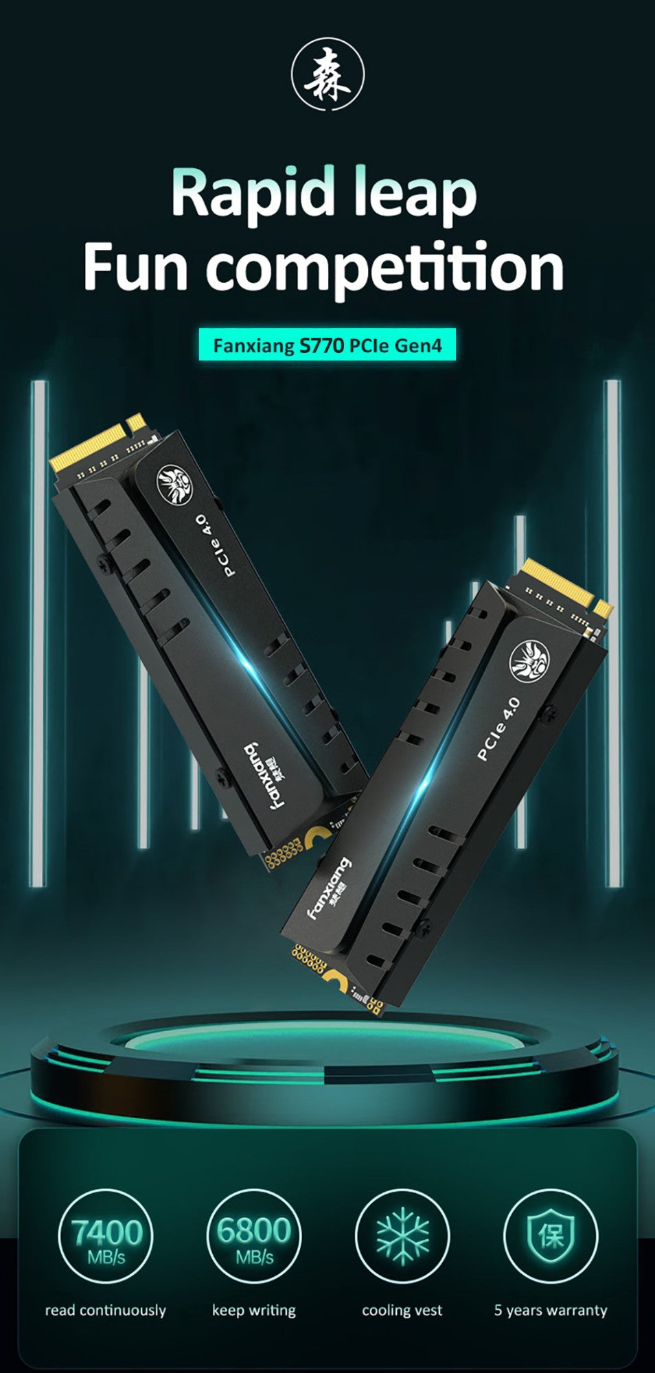 Fanxiang S660/S770/S880 SSD NVMe M2 PCIe4.0x4 1TB 2TB 4TB Unidade de Estado Sólido Interna para PlayStation5/PS5 SSD de Desktop
