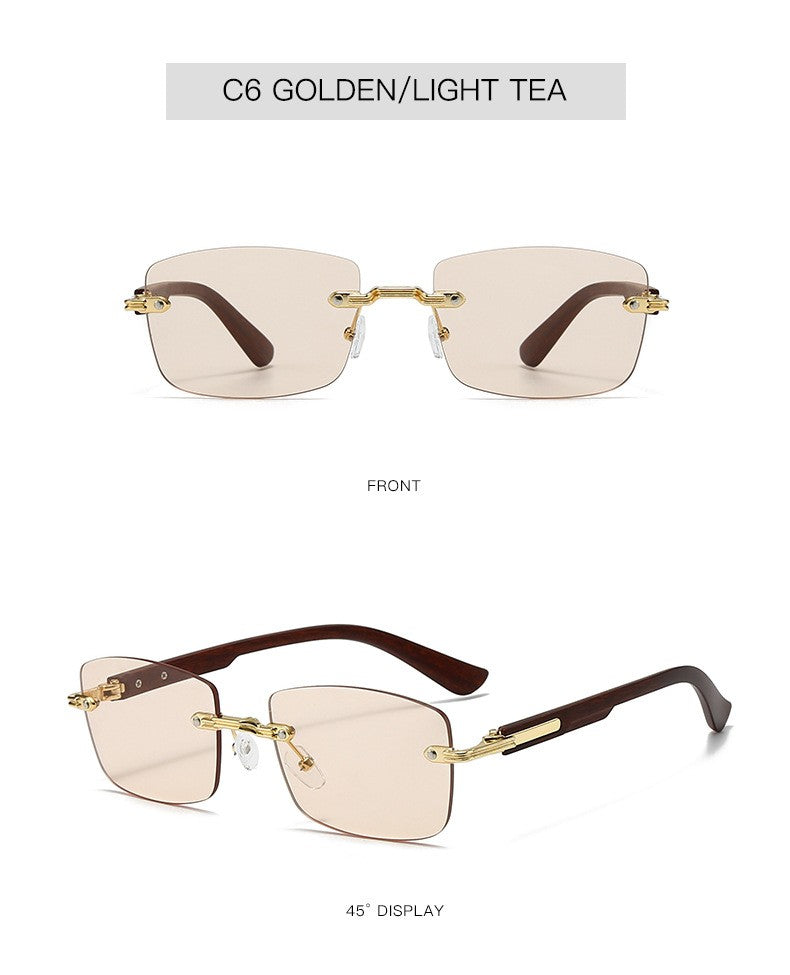 Vintage Frameless Sunglasses for Women Men Rectangle Sun Glasses Female Oval Eyewear Oculos De Sol for Male Female Eyeglasses