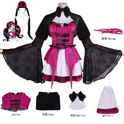 Draculaura Cosplay Costumes Anime Monster School Role Play Uniform Halloween Carnival Party Outfit For Women