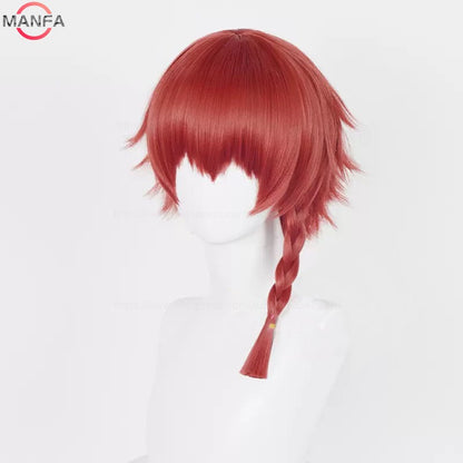 Peruca Cosplay Kurona Ranze Anime Unissex Longa 38cm Vermelha Trança Única Peruca Resistente ao Calor Perucas Sintéticas de Anime Cosplay + Touca de Peruca