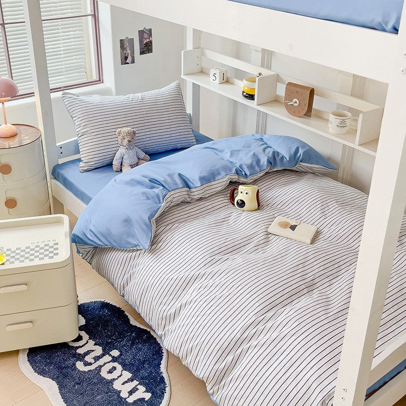 Conjunto de edredom lavado de 3 peças para Quarto Apartamento Dormitório Estudantil Simples popular multi-tamanho (1 capa de edredom + 2 fronhas)