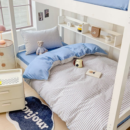Conjunto de edredom lavado de 3 peças para Quarto Apartamento Dormitório Estudantil Simples popular multi-tamanho (1 capa de edredom + 2 fronhas)