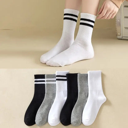 6 Pairs Women's Mid Socks Solid Color Breathable Comfortable In Autumn Winter Sweat Absorbing High-Quality Casual Socks Sports